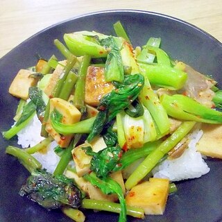 ♪パワーアップ♪チンゲンサイと牛肉の甘辛炒め丼